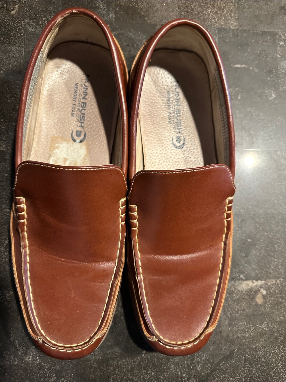 Nunn Bush Men’s Chestnut Brown Leather Slip-On Moccasin Loafers